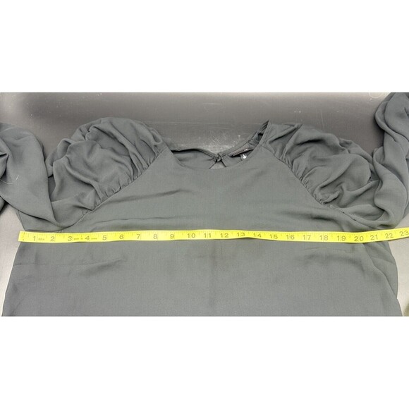Who What Wear BLACK Runched Long Sleeve Polyester Blouse Career Casual Sz L - Picture 7 of 8
